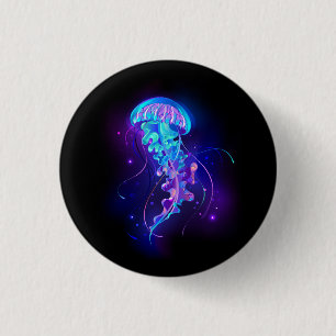 Lebhafte Farbe leuchtende Qualle Button
