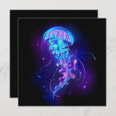 Lebhafte Farbe leuchtende Qualle Dankeskarte (Vorne/Hinten)