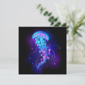 Lebhafte Farbe leuchtende Qualle Dankeskarte (Stehend Vorderseite)