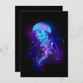 Lebhafte Farbe leuchtende Qualle Dankeskarte (Vorne/Hinten)