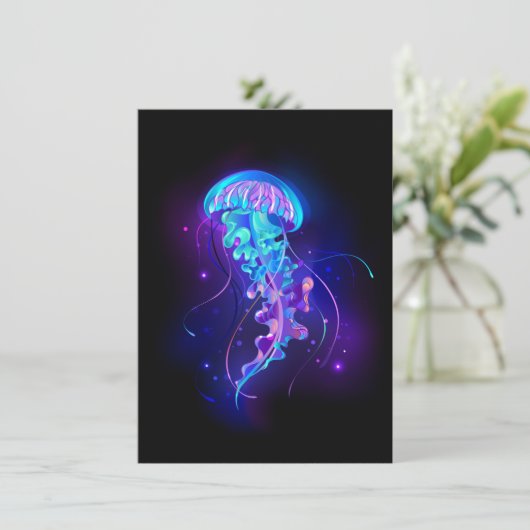 Lebhafte Farbe leuchtende Qualle Dankeskarte (Stehend Vorderseite)