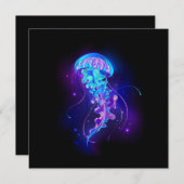 Lebhafte Farbe leuchtende Qualle Einladung (Vorne/Hinten)