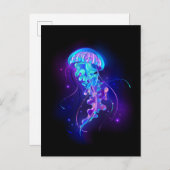 Lebhafte Farbe leuchtende Qualle Einladungspostkarte (Vorne/Hinten)