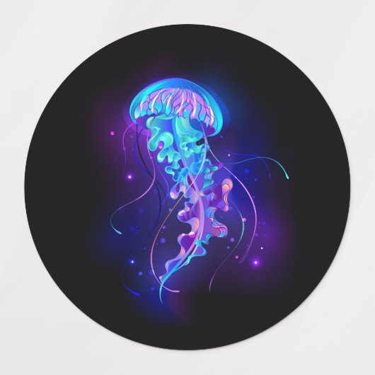 Lebhafte Farbe leuchtende Qualle Etiketten (Design 1)