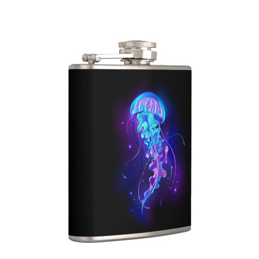 Lebhafte Farbe leuchtende Qualle Flachmann (Rechts)