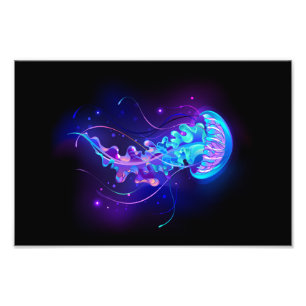 Lebhafte Farbe leuchtende Qualle Fotodruck