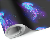 Lebhafte Farbe leuchtende Qualle Geschenkpapier (Rolleneckpunkt)