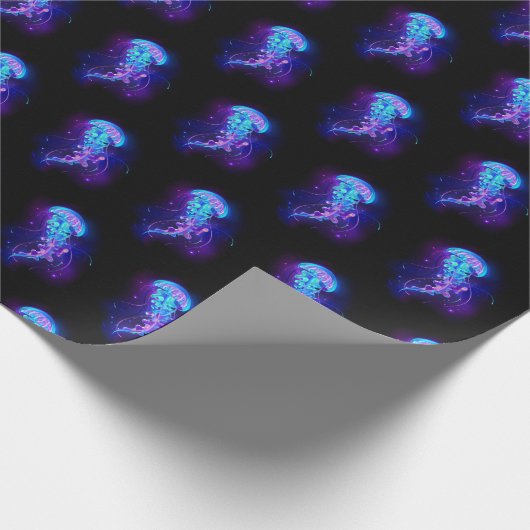 Lebhafte Farbe leuchtende Qualle Geschenkpapier (Ecke)