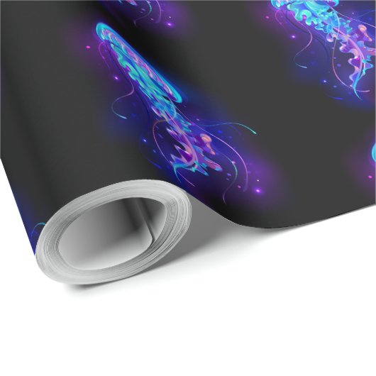 Lebhafte Farbe leuchtende Qualle Geschenkpapier (Rolleneckpunkt)
