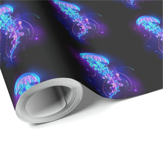 Lebhafte Farbe leuchtende Qualle Geschenkpapier (Rolleneckpunkt)