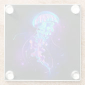 Lebhafte Farbe leuchtende Qualle Glasuntersetzer (Rückseite)