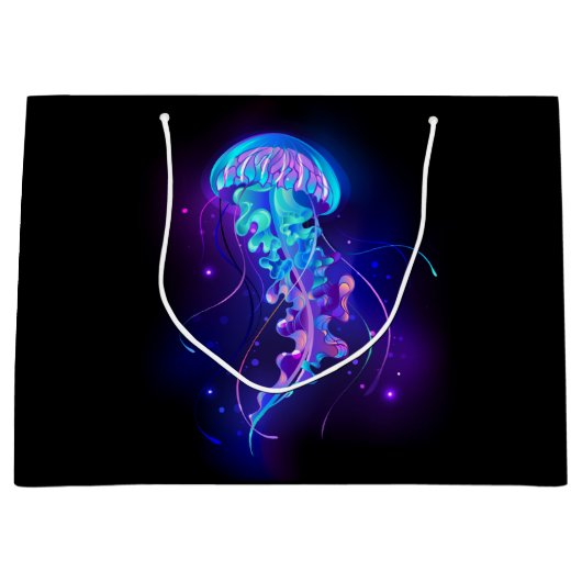 Lebhafte Farbe leuchtende Qualle Große Geschenktüte (Vorderseite)