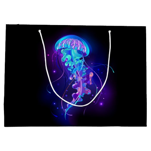 Lebhafte Farbe leuchtende Qualle Große Geschenktüte (Rückseite)