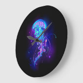 Lebhafte Farbe leuchtende Qualle Große Wanduhr (Winkel)