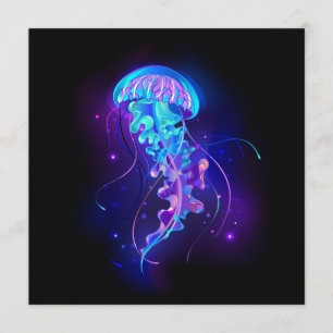 Lebhafte Farbe leuchtende Qualle Hinweiskarte