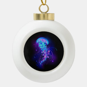 Lebhafte Farbe leuchtende Qualle Keramik Kugel-Ornament