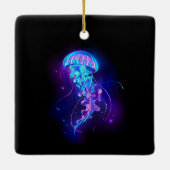 Lebhafte Farbe leuchtende Qualle Keramikornament (Rückseite)