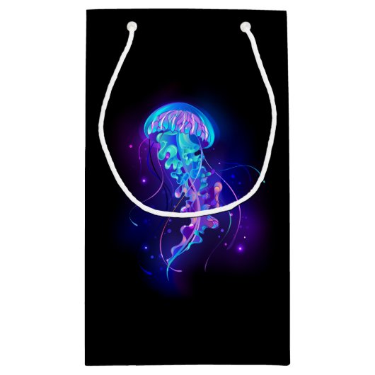 Lebhafte Farbe leuchtende Qualle Kleine Geschenktüte (Rückseite)