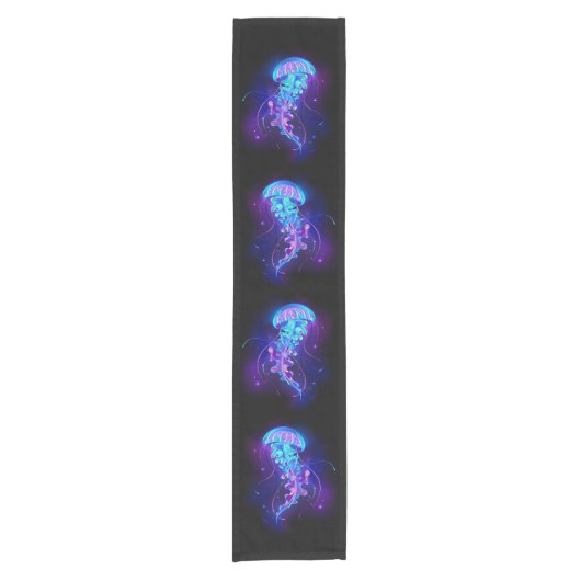 Lebhafte Farbe leuchtende Qualle Kurzer Tischläufer (Vorderseite)