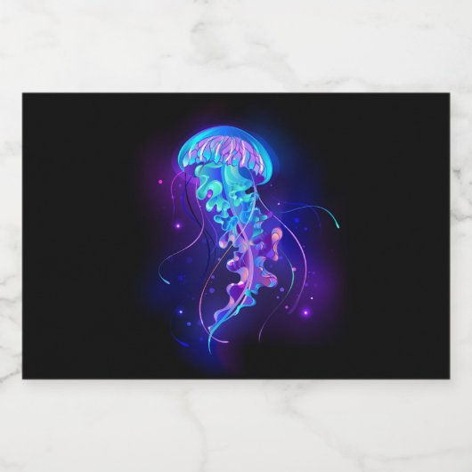 Lebhafte Farbe leuchtende Qualle Lebensmitteletikett (Einzelnes Label)