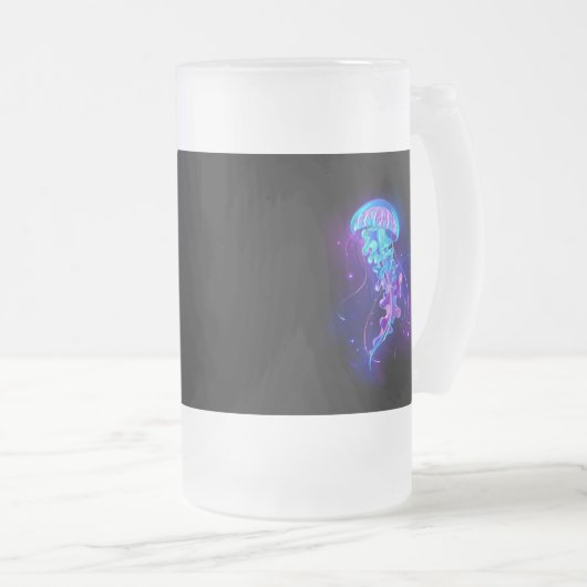 Lebhafte Farbe leuchtende Qualle Mattglas Bierglas (VorderseiteRechts)