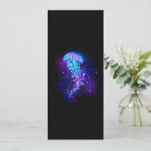 Lebhafte Farbe leuchtende Qualle Menükarte (Stehend Vorderseite)
