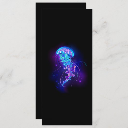 Lebhafte Farbe leuchtende Qualle Menükarte (Vorne/Hinten)