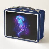 Lebhafte Farbe leuchtende Qualle Metall Brotdose (Vorderseite)