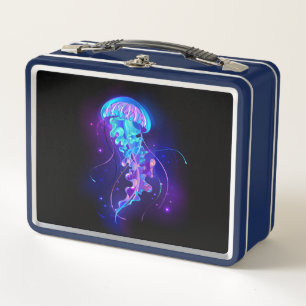 Lebhafte Farbe leuchtende Qualle Metall Brotdose