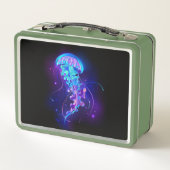 Lebhafte Farbe leuchtende Qualle Metall Brotdose (Rückseite)