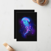 Lebhafte Farbe leuchtende Qualle Mitteilungskarte (Vorderseite/Rückseite Beispiel)