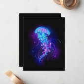 Lebhafte Farbe leuchtende Qualle Mitteilungskarte (Vorderseite/Rückseite Beispiel)