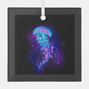 Lebhafte Farbe leuchtende Qualle Ornament Aus Glas