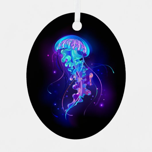 Lebhafte Farbe leuchtende Qualle Ornament Aus Metall (Vorderseite)