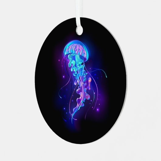 Lebhafte Farbe leuchtende Qualle Ornament Aus Metall (Vorderseite links)