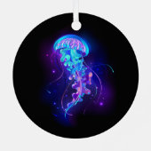 Lebhafte Farbe leuchtende Qualle Ornament Aus Metall (Rückseite)