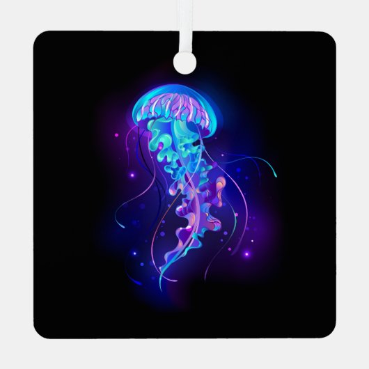 Lebhafte Farbe leuchtende Qualle Ornament Aus Metall (Rückseite)