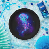 Lebhafte Farbe leuchtende Qualle Pappteller (Party)