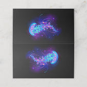 Lebhafte Farbe leuchtende Qualle Platzkarte (Außenseite Aufgefaltet)