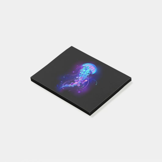 Lebhafte Farbe leuchtende Qualle Post-it Klebezettel (angewinkelt)