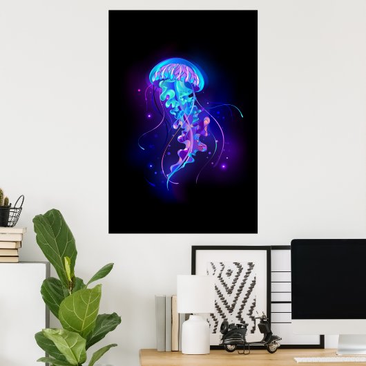 Lebhafte Farbe leuchtende Qualle Poster (Heimbüro)