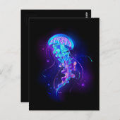 Lebhafte Farbe leuchtende Qualle Postkarte (Vorne/Hinten)
