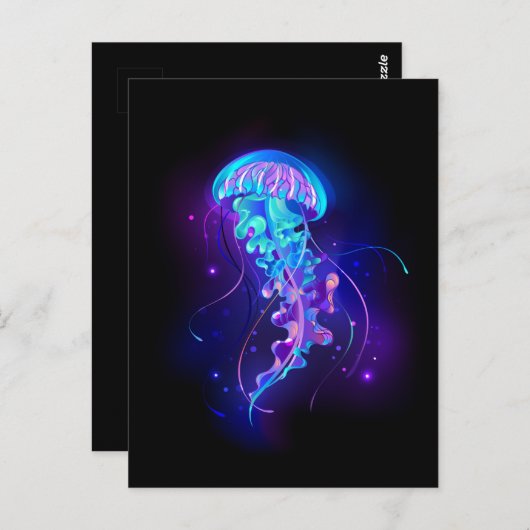 Lebhafte Farbe leuchtende Qualle Postkarte (Vorne/Hinten)