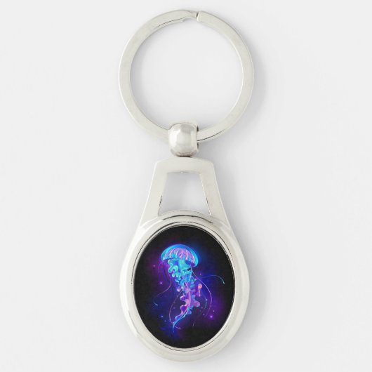 Lebhafte Farbe leuchtende Qualle Schlüsselanhänger (Vorderseite)