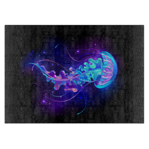Lebhafte Farbe leuchtende Qualle Schneidebrett