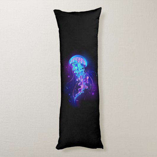 Lebhafte Farbe leuchtende Qualle Seitenschläferkissen (Rückseite (Vertikal))