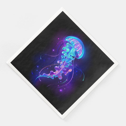 Lebhafte Farbe leuchtende Qualle Serviette (Ecke)