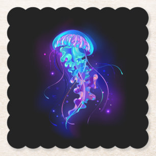 Lebhafte Farbe leuchtende Qualle Untersetzer