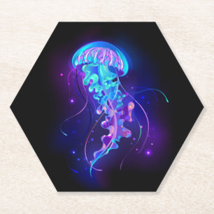Lebhafte Farbe leuchtende Qualle Untersetzer