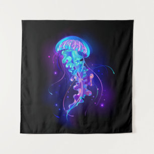 Lebhafte Farbe leuchtende Qualle Wandteppich